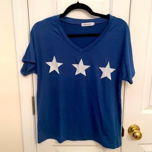 Navy blue b neck T-shirt with silver stars